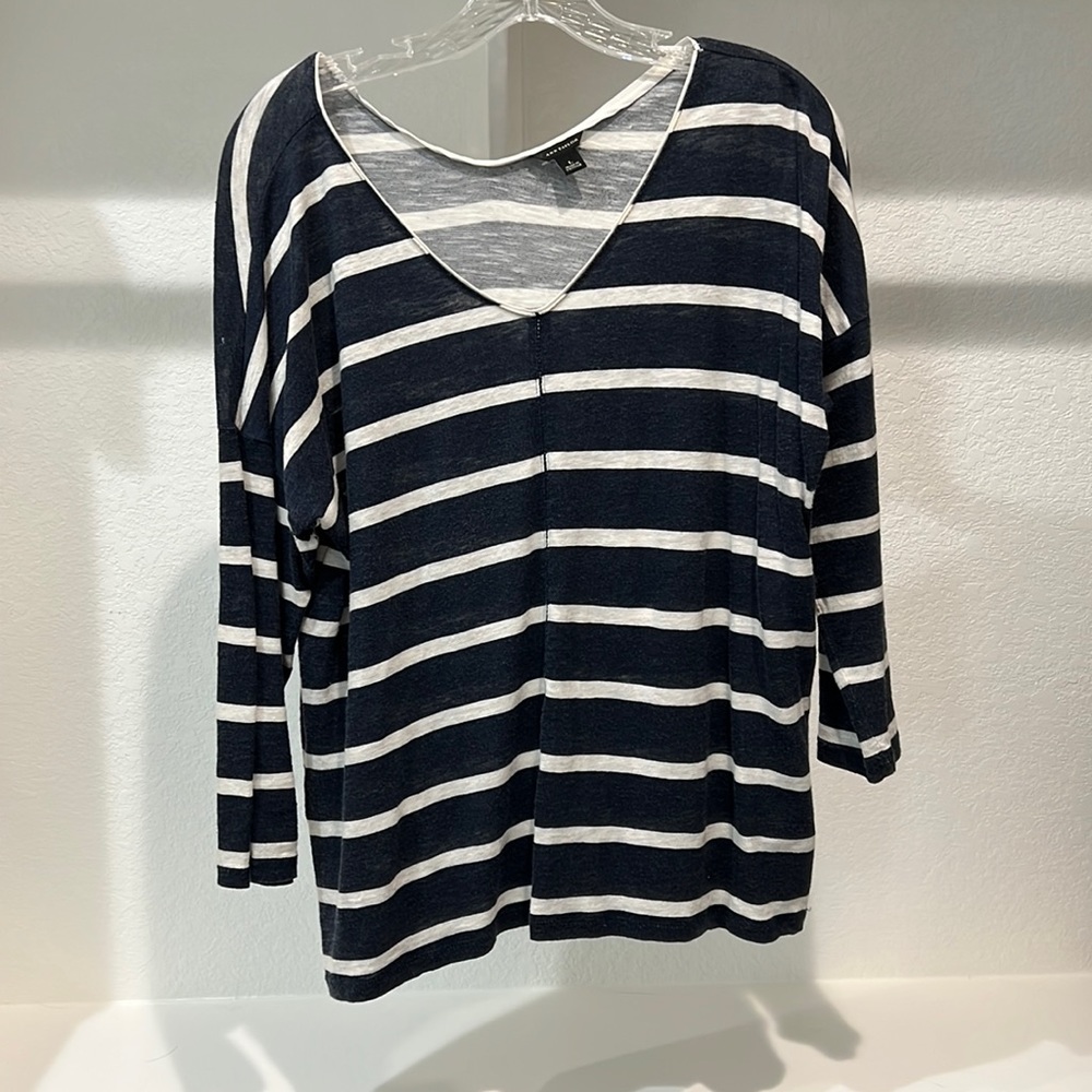 Ann Taylor Striped V Neck